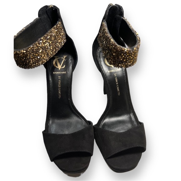 Vince Camuto Signature | Nero Gold Crystal Strap High Heel Sz 10 - Picture 3 of 7